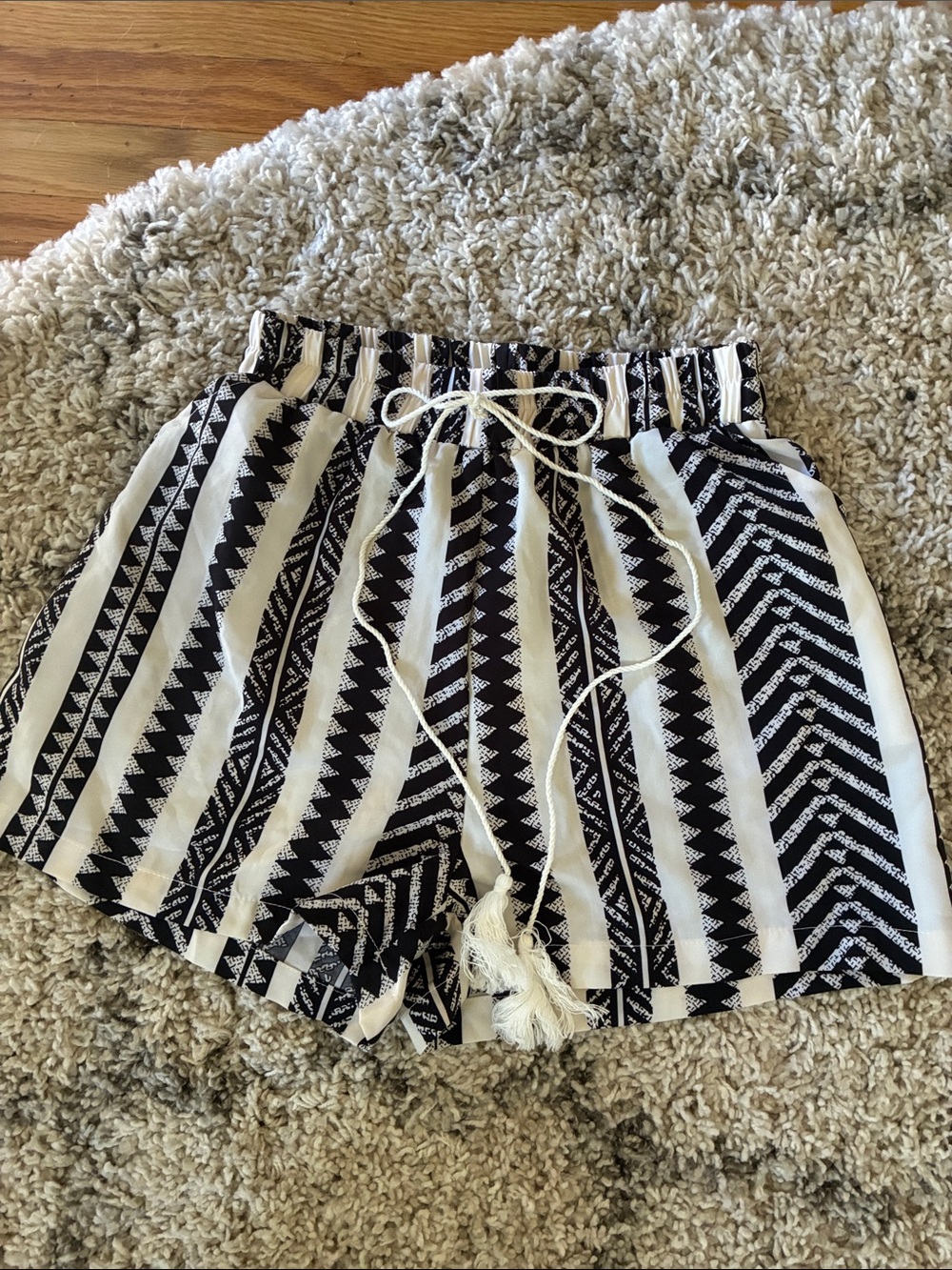 Black & White Striped Tribal Print Women's Shorts